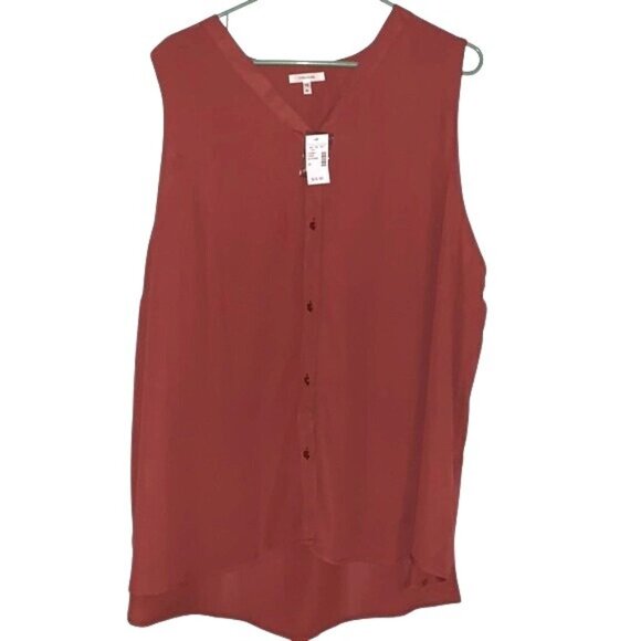 Maurices Womens Sleeveless Button-Front Rust Top Size 3X 100% Polyester - Picture 1 of 12